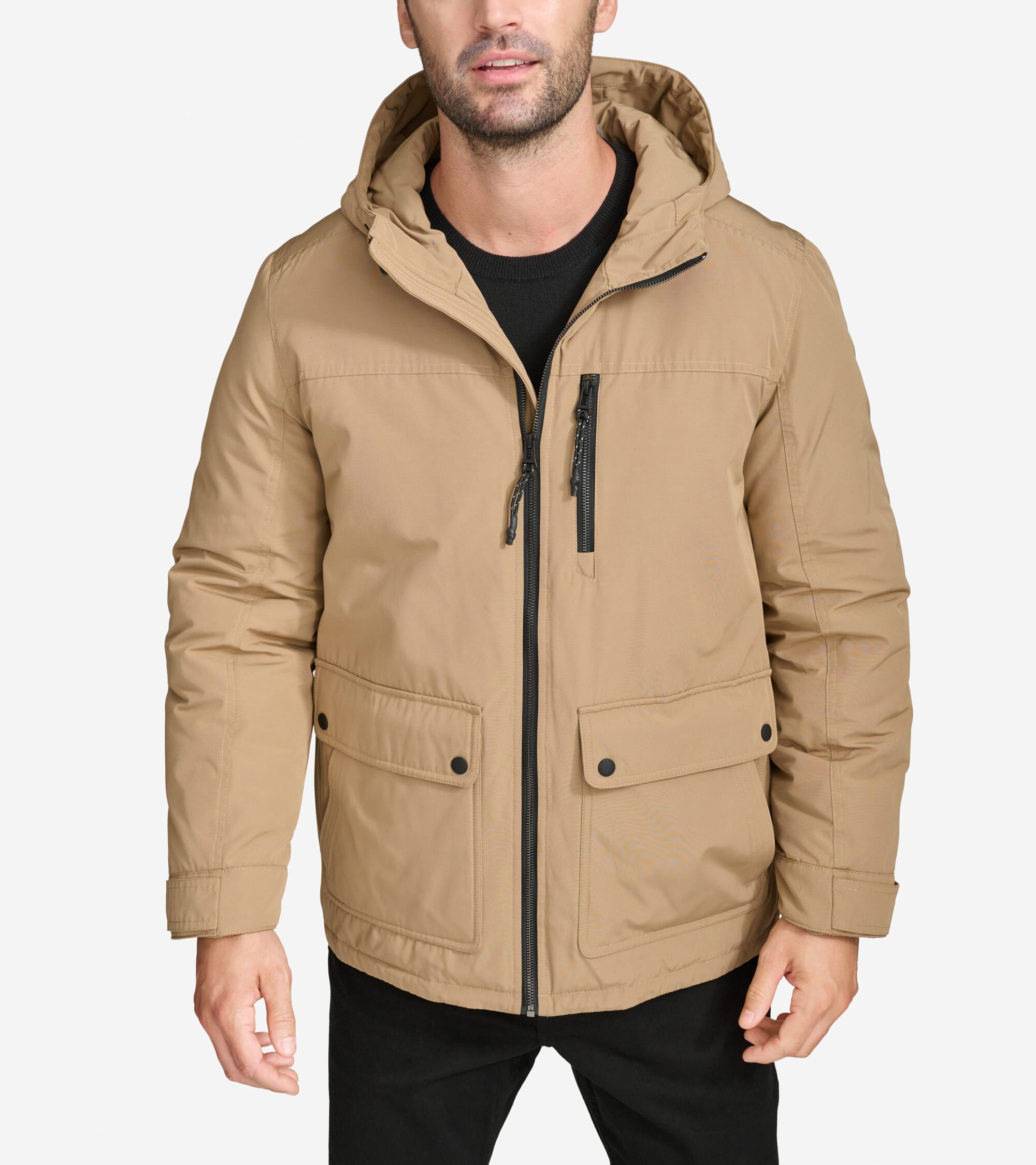 Men s Down Puffer Jacket in Beige Or Khaki Cole Haan